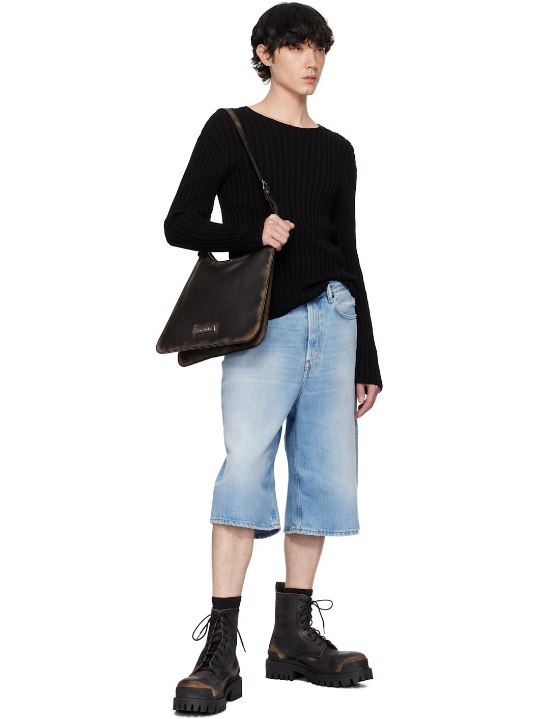 Blue Loose Fit Denim Shorts - 4