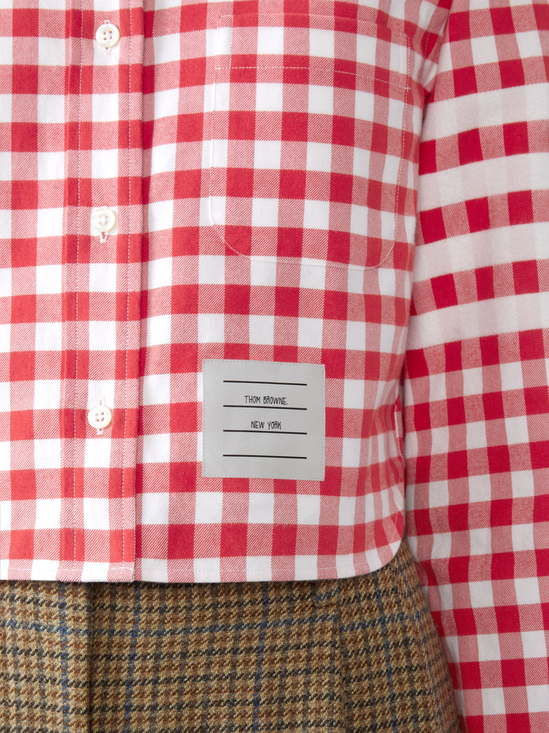 GINGHAM CHECK FLANNEL 4-BAR CROPPED SHIRT 5