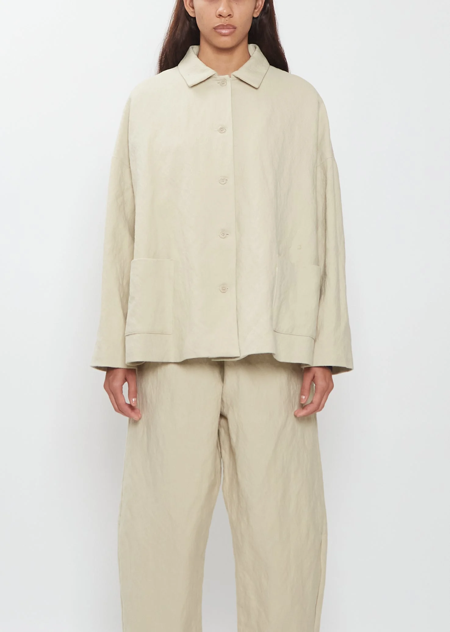 Wool Cotton Collared Jacket - 1
