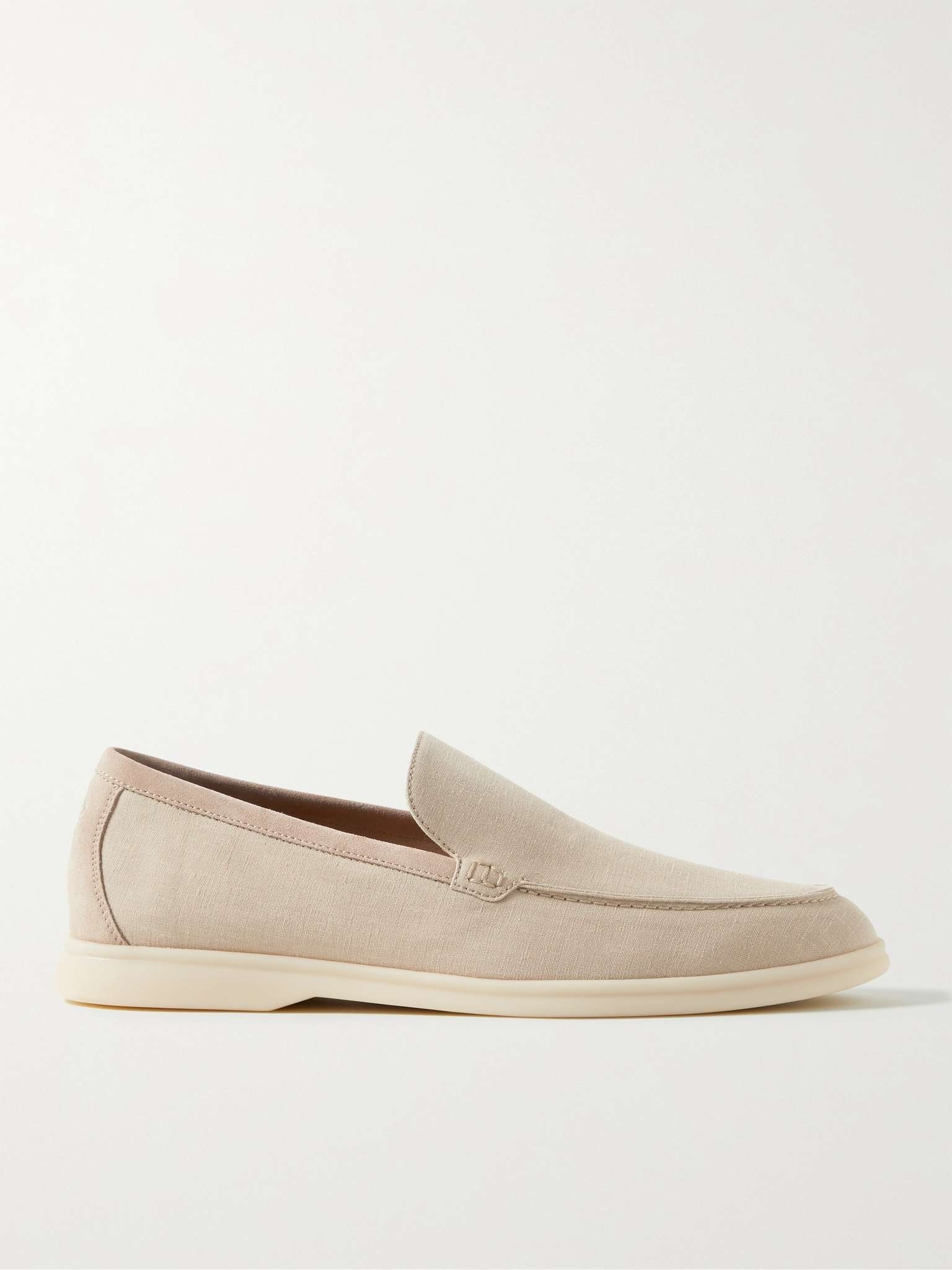 Summer Walk Suede-Trimmed Linen Loafers - 1