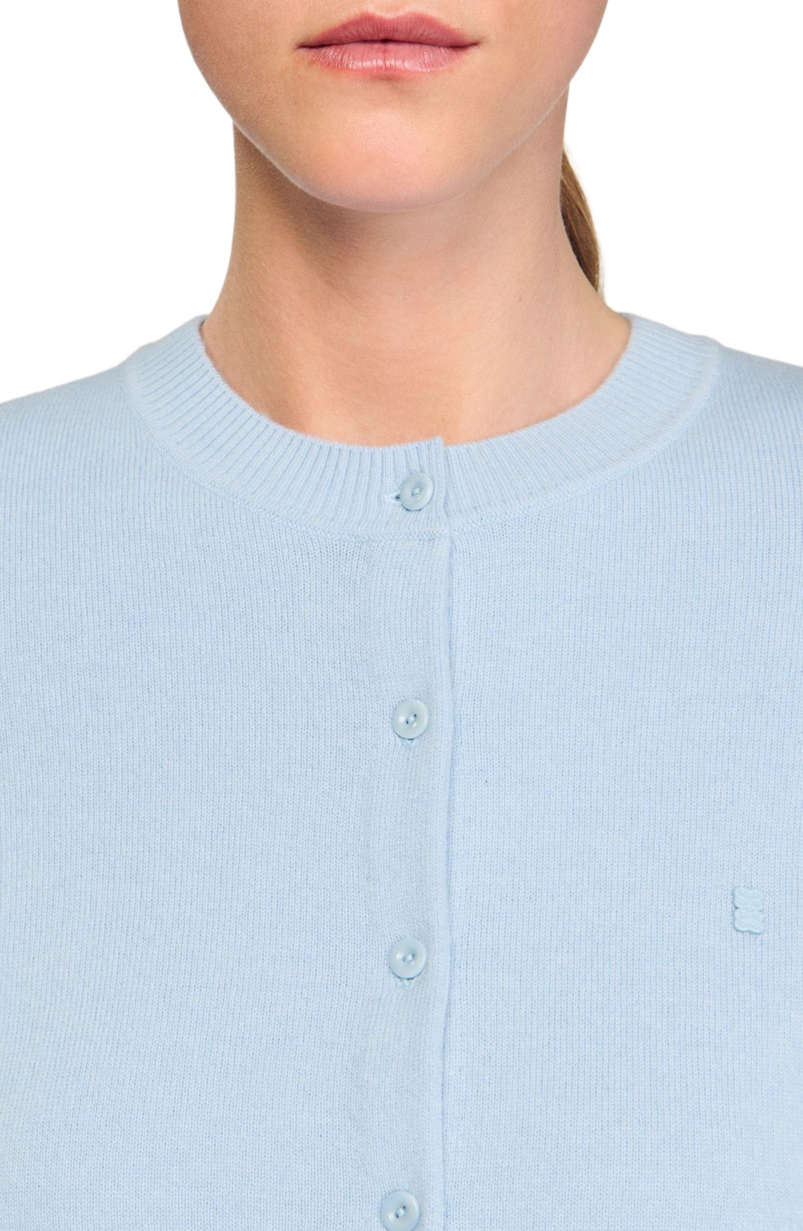 SANDRO Ruffled cardigan in Sky Blue at Nordstrom - 5