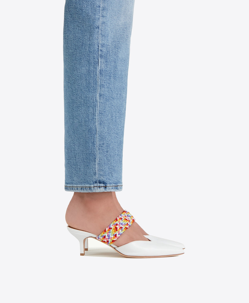 Maisie 45 - White Leather Kitten Heel 4
