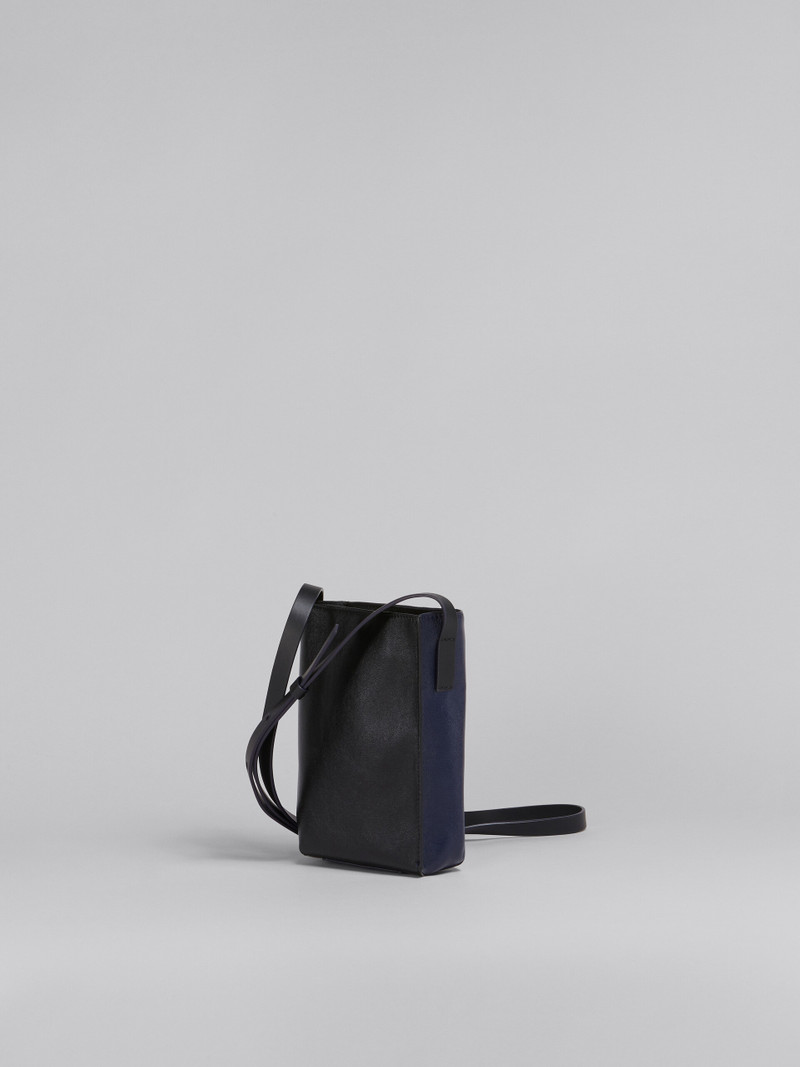 MUSEO SOFT SMALL BAG IN BLUE AND BLACK SHINY LEATHER 3