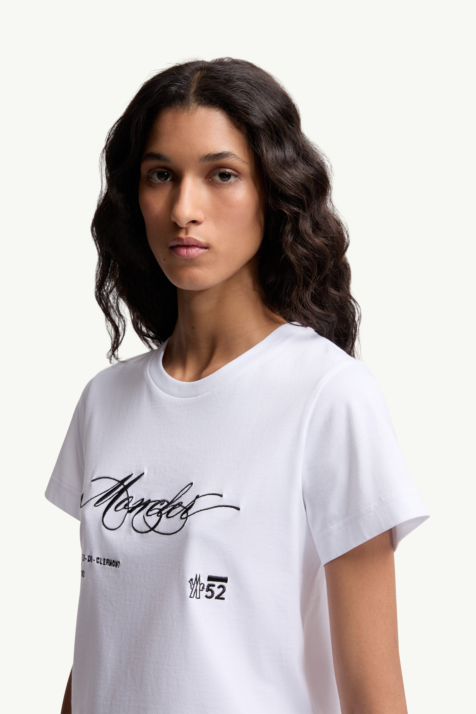 Embroidered Cursive Logo Cotton T-Shirt - 4