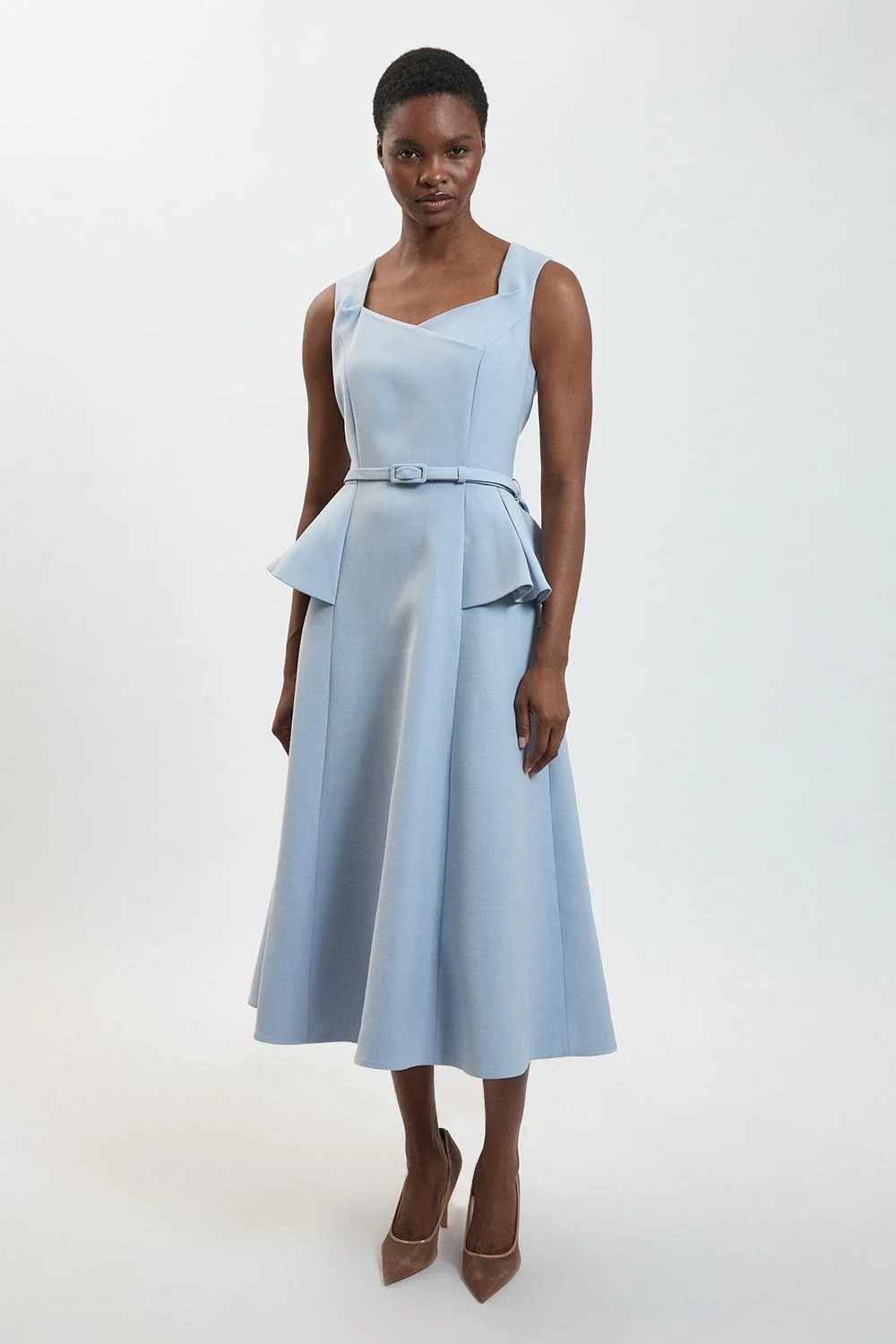 Polished Belted Full Midi Dress - 1
