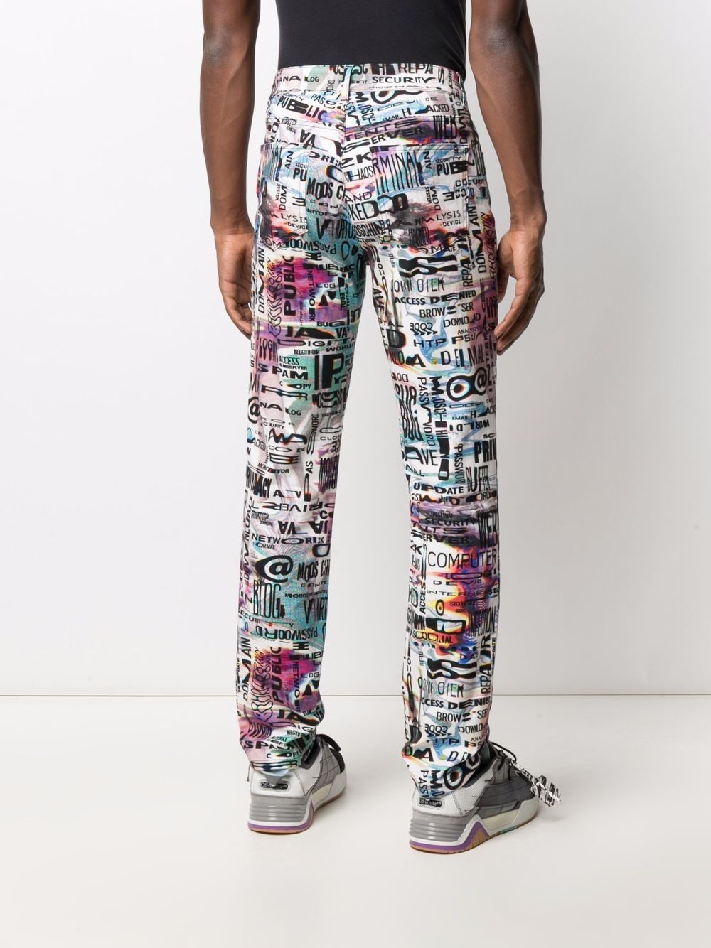 Glitch-print slim-fit jeans - 4