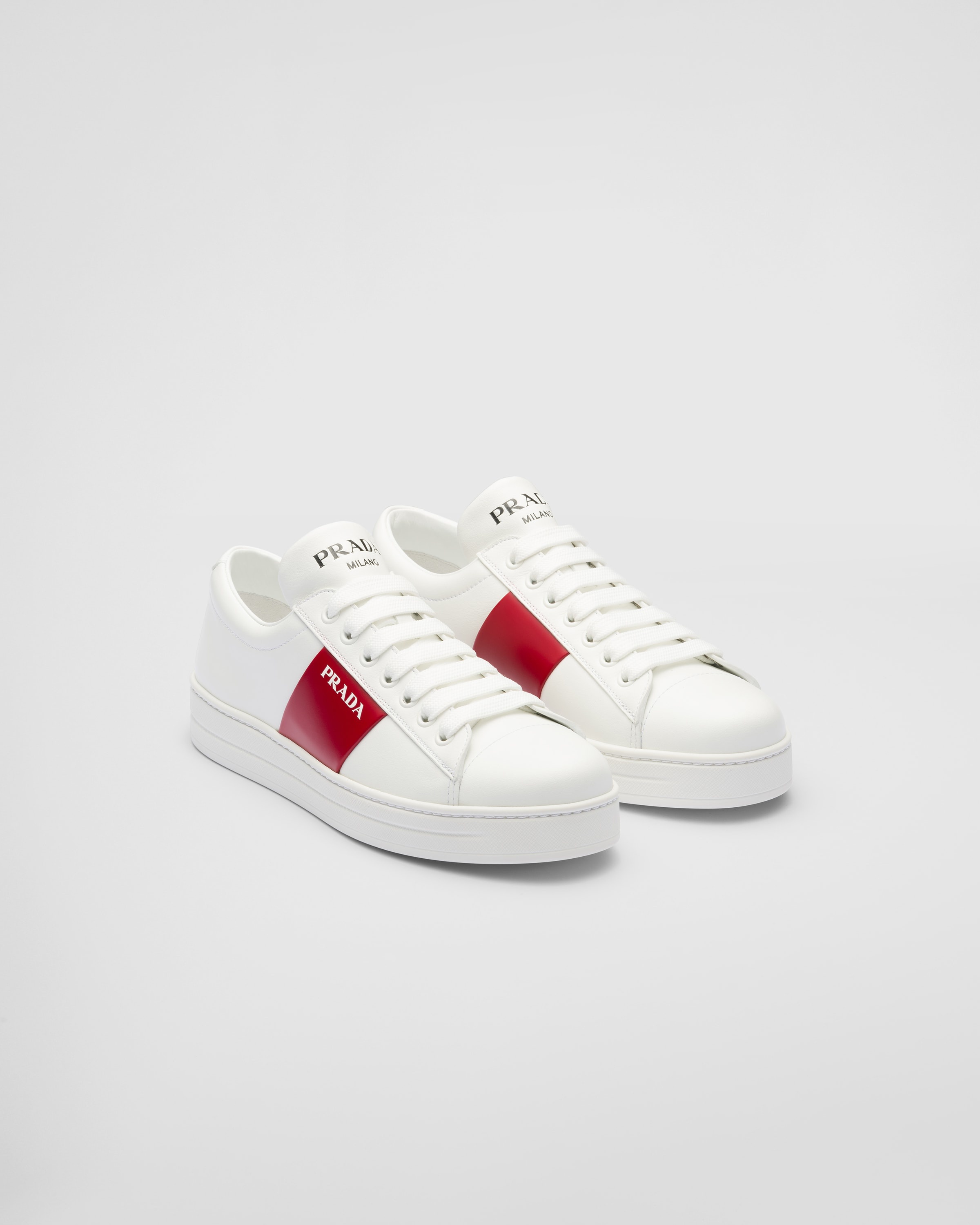 Leather laced sneakers with logo - 1