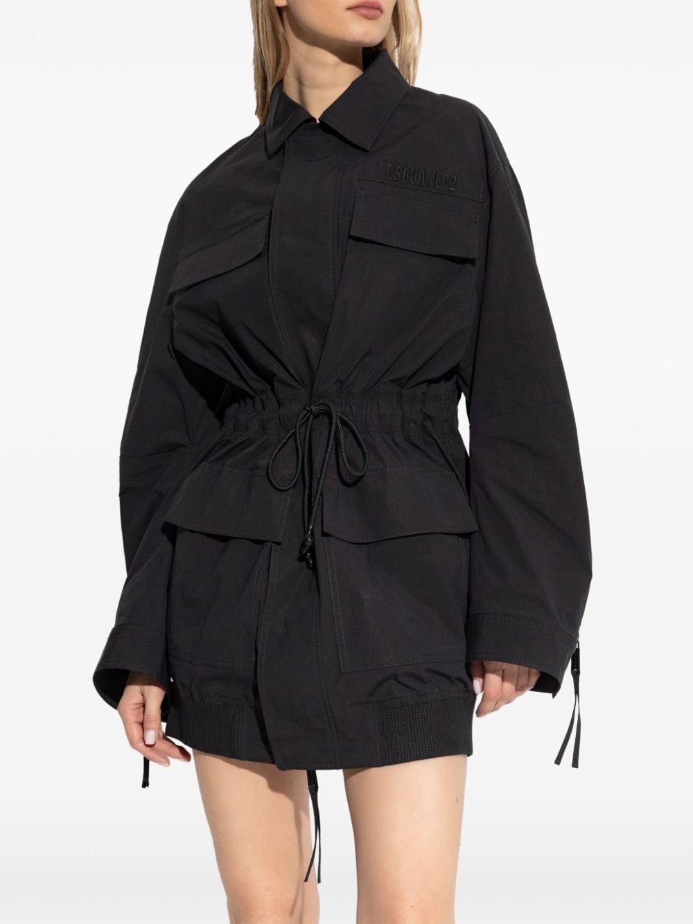 logo-embroidered coat - 3