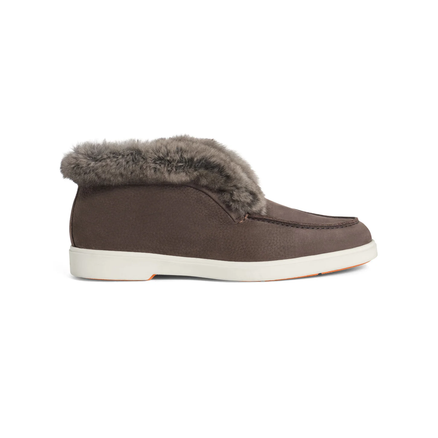 Women’s dark brown nubuck desert boot with fur - 1