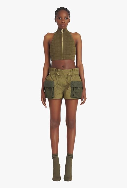 Khaki nylon shorts - 4