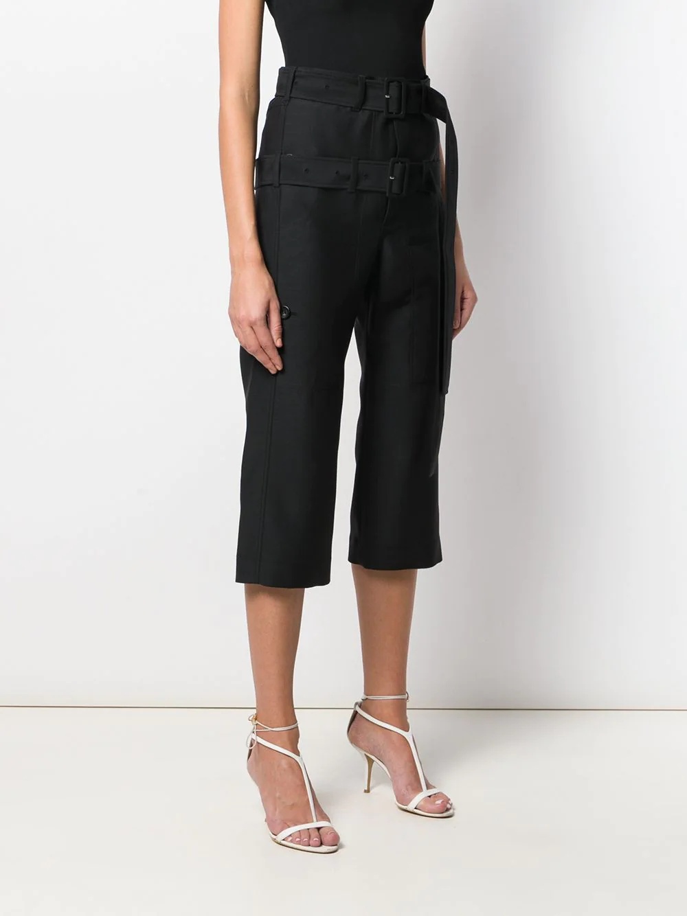 double belt cropped trousers - 3