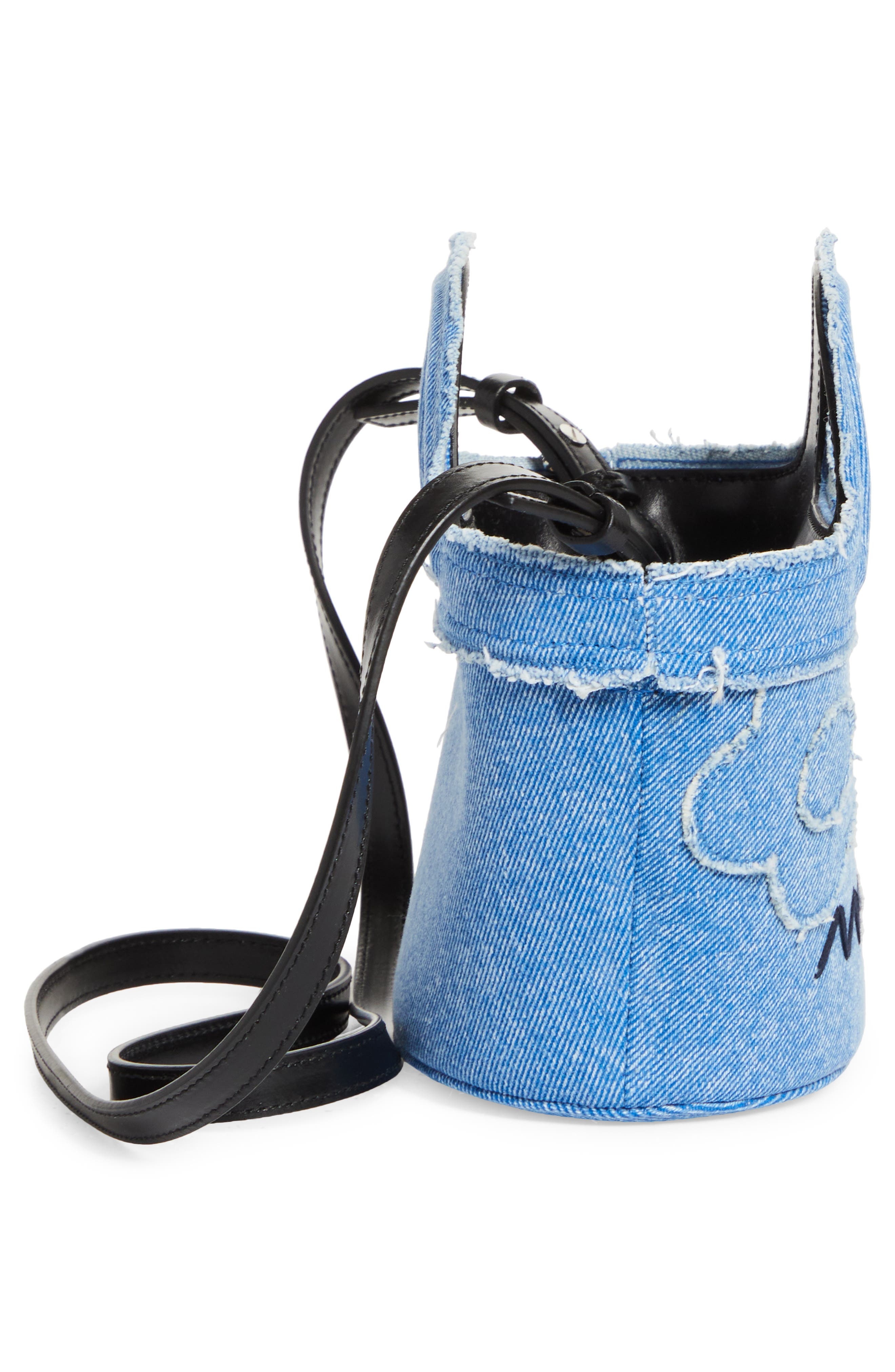 Marni Micro Tropicalia Logo Embroidered Denim Bucket Bag in Cobalt at Nordstrom - 6