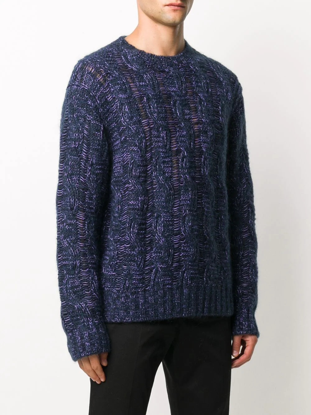 melange cable-knit jumper - 3