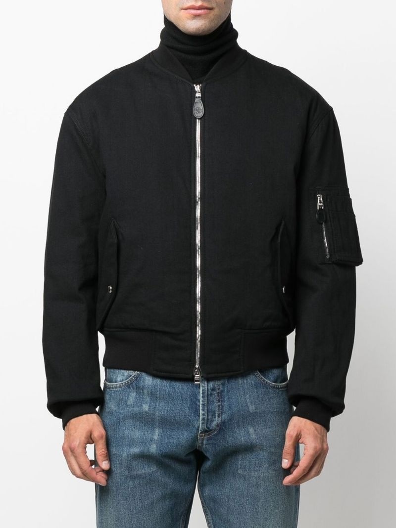 embroidered-logo zip-up bomber jacket - 3