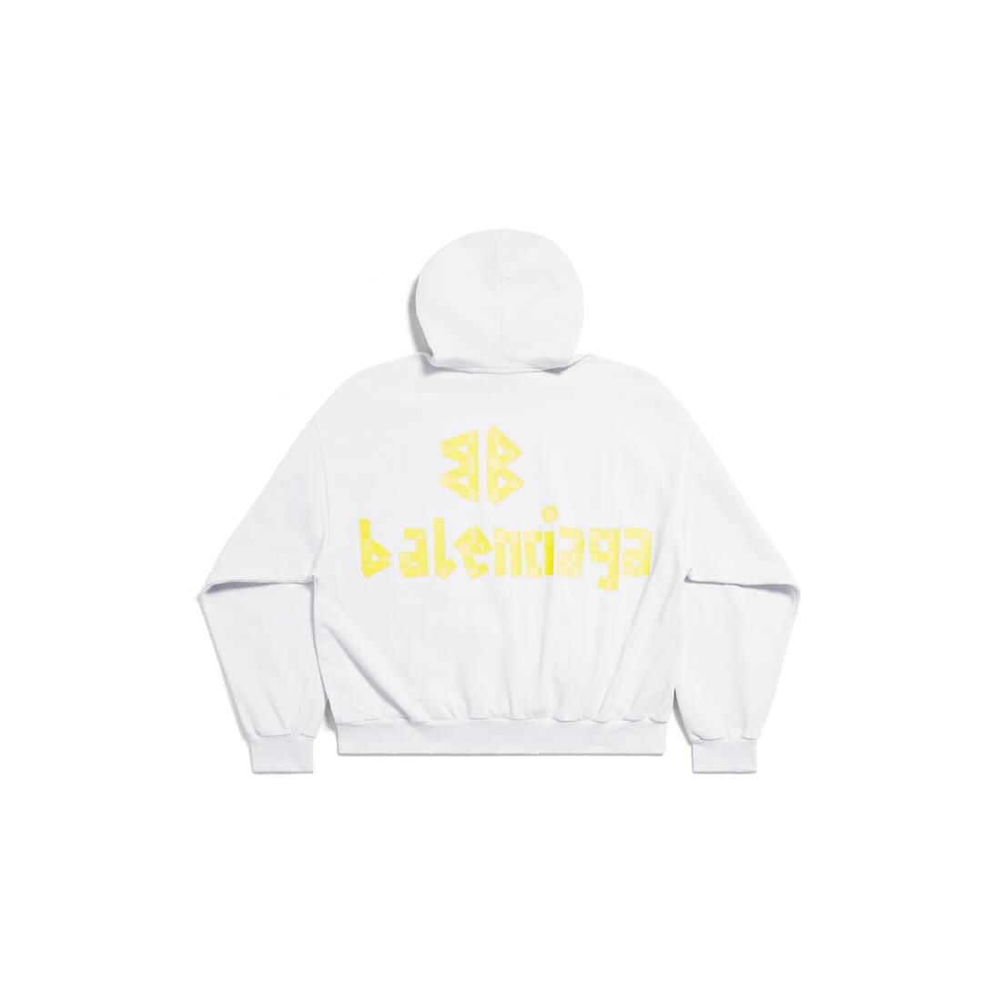 Tape Type Ripped Pocket Hoodie Large Fit in White - 6