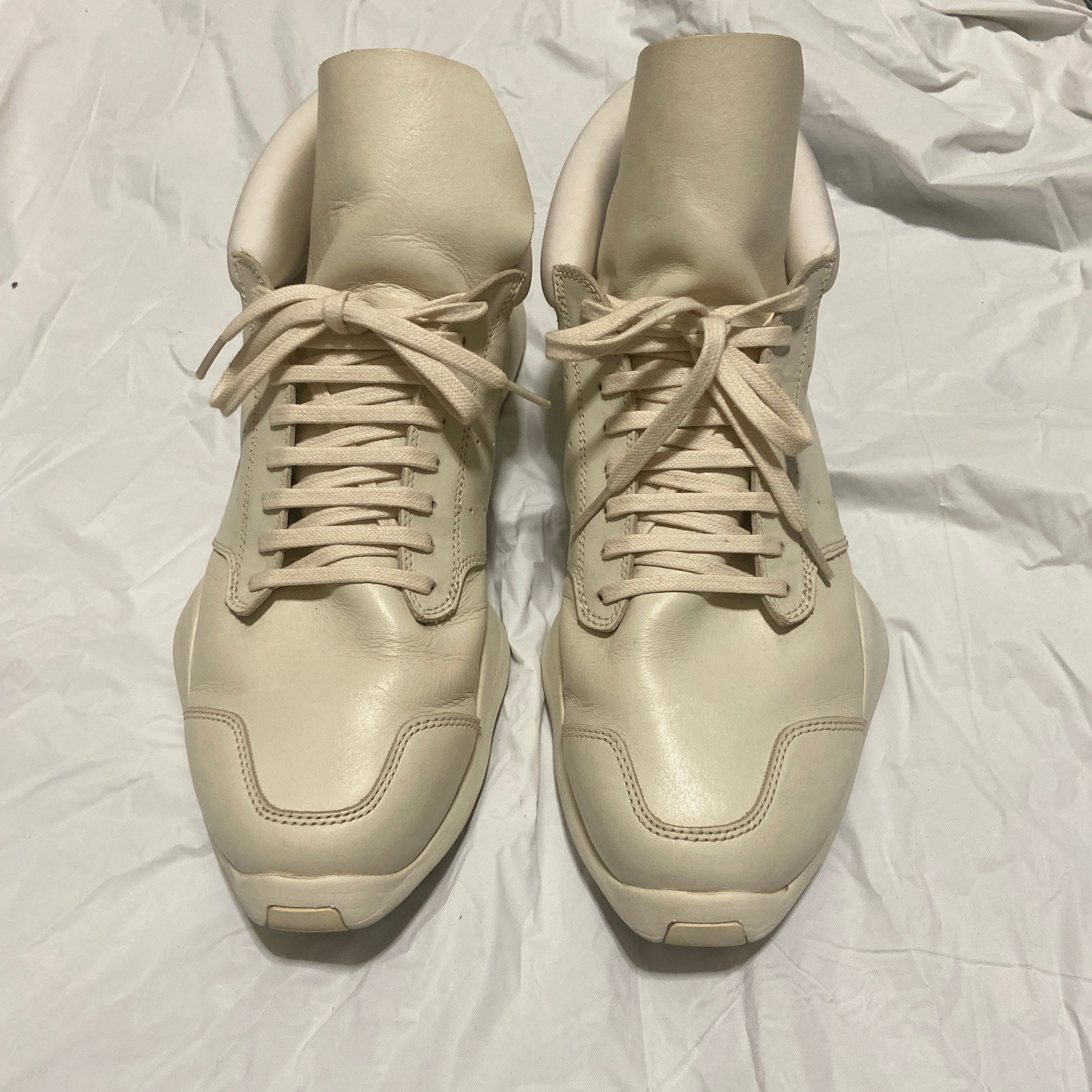 Rick owens adidas white leather suede runner 43.5 - 4