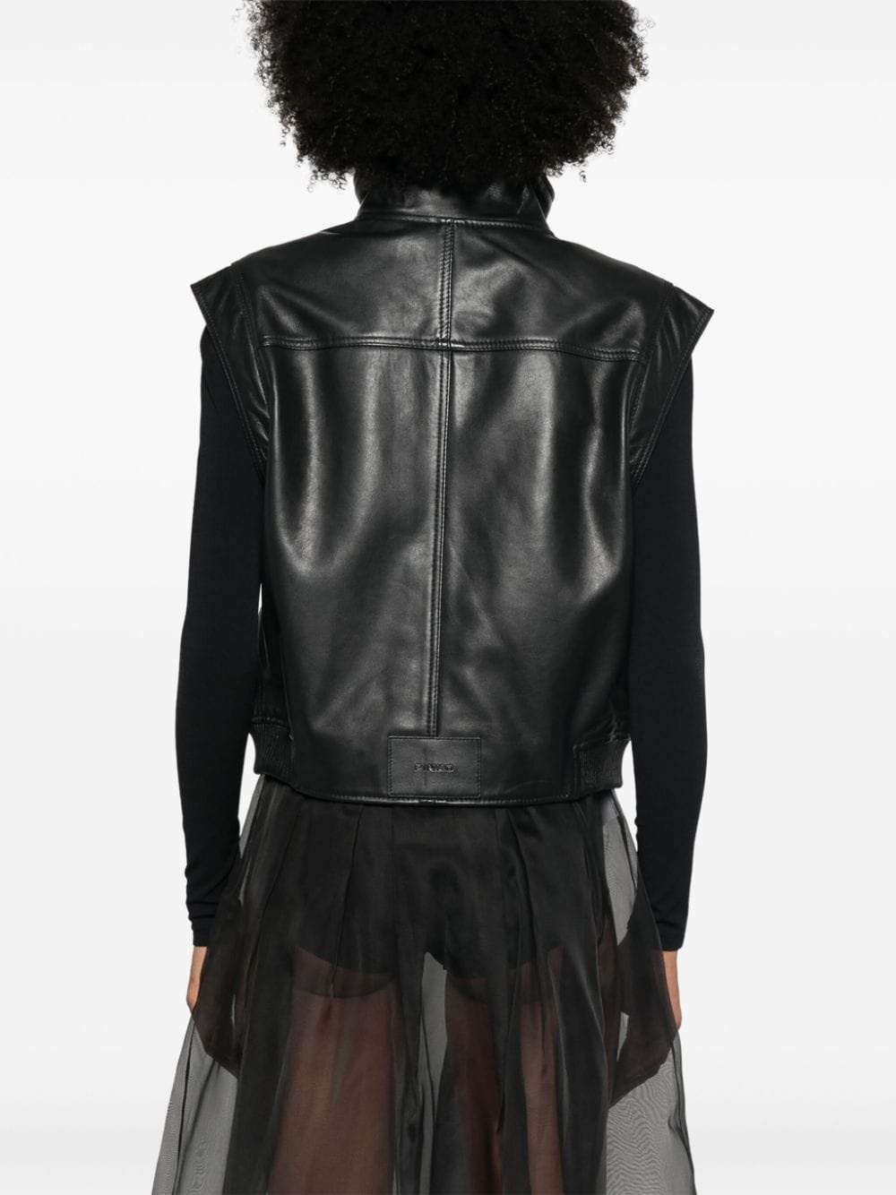leather biker gilet - 4