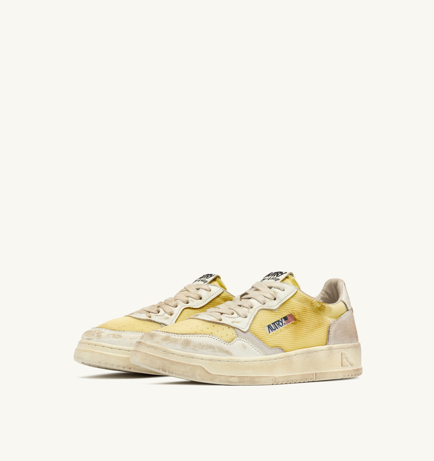 MEDALIST LOW SUPER VINTAGE SNEAKERS IN IVORY AND WHITE LEATHER AND MESH - 2