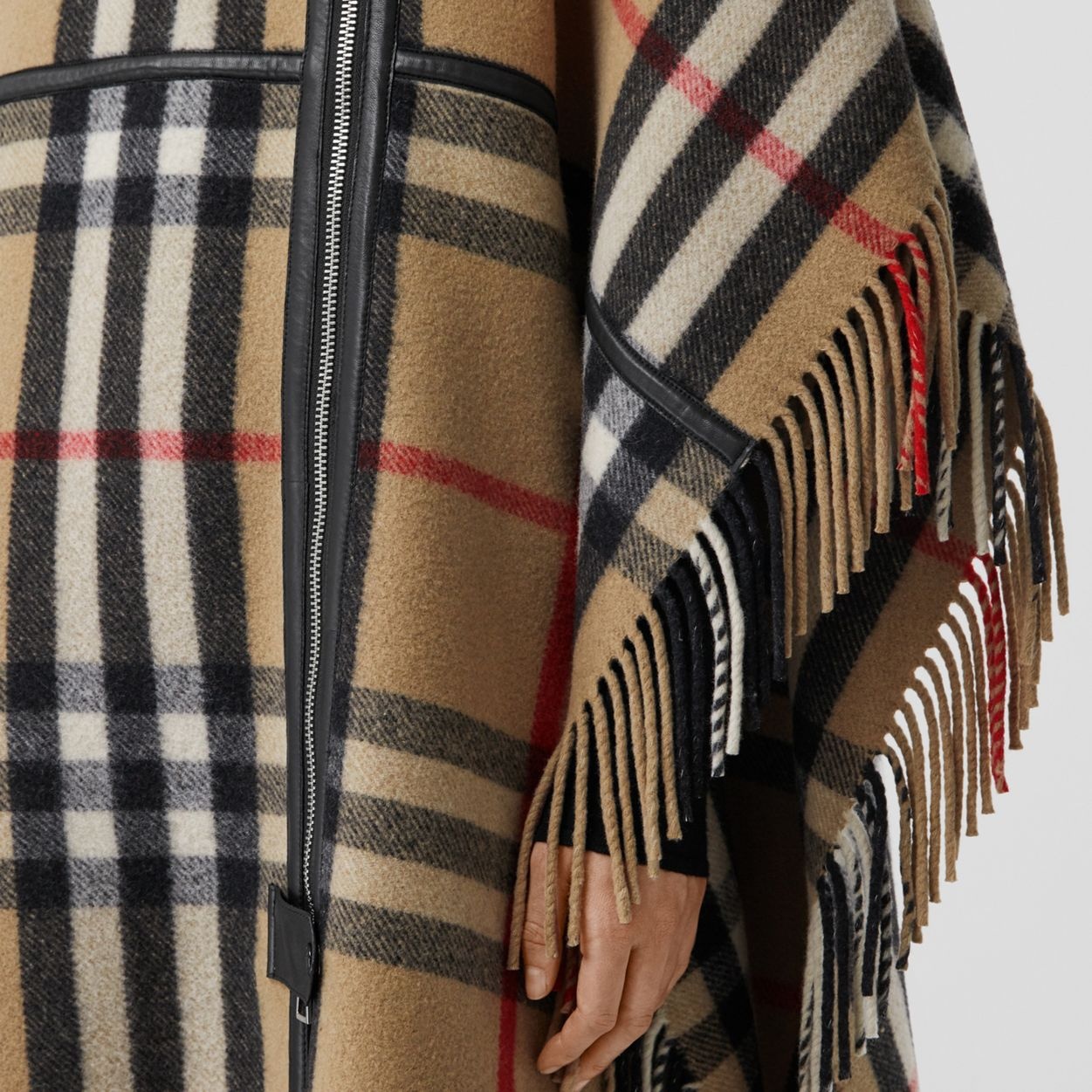 Check Wool Blend Zip-front Cape - 10