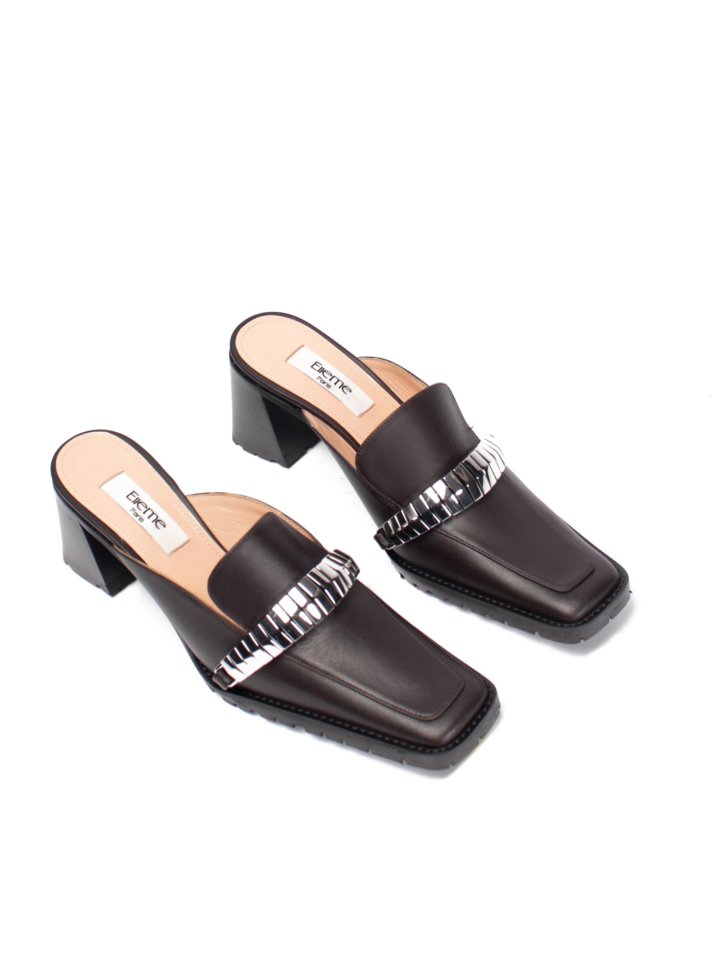 Eva Loafer Mule Leather/Metal Brown - 2