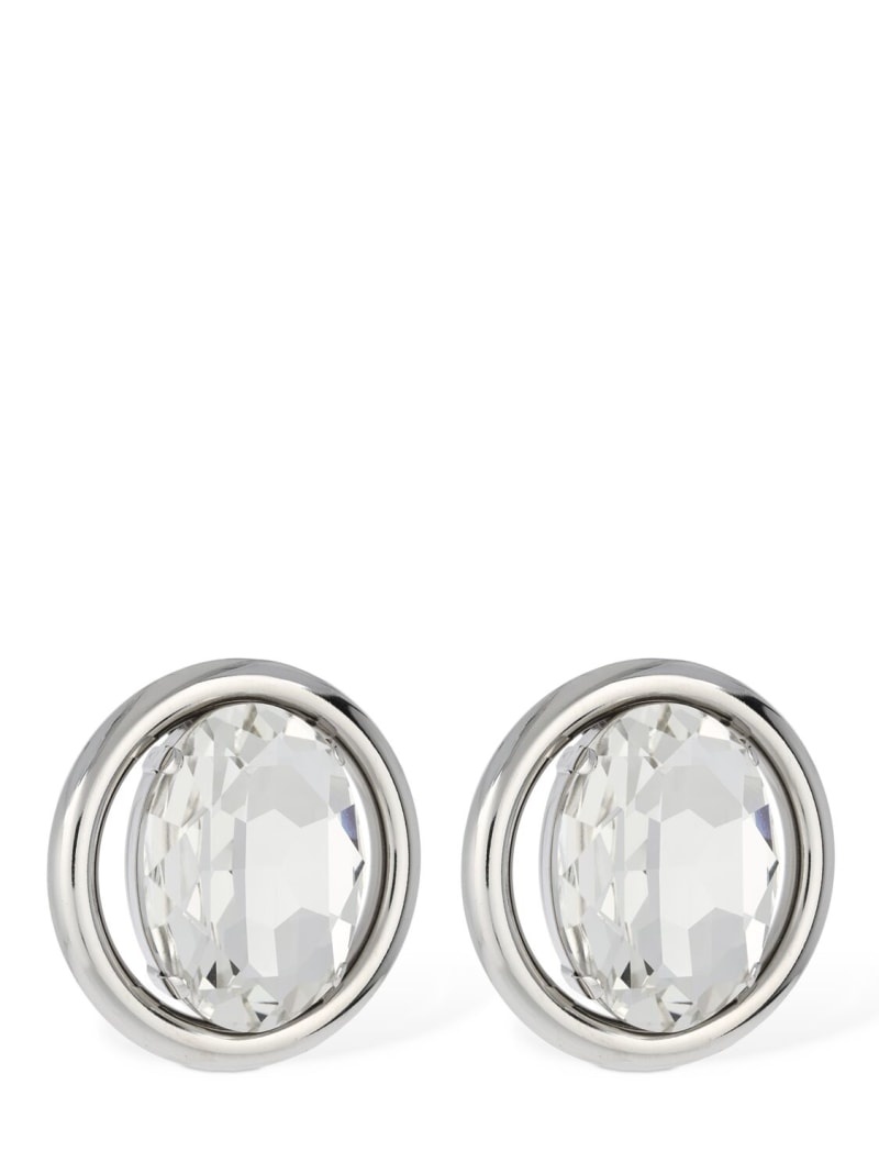 Oval crystal stud earrings - 3