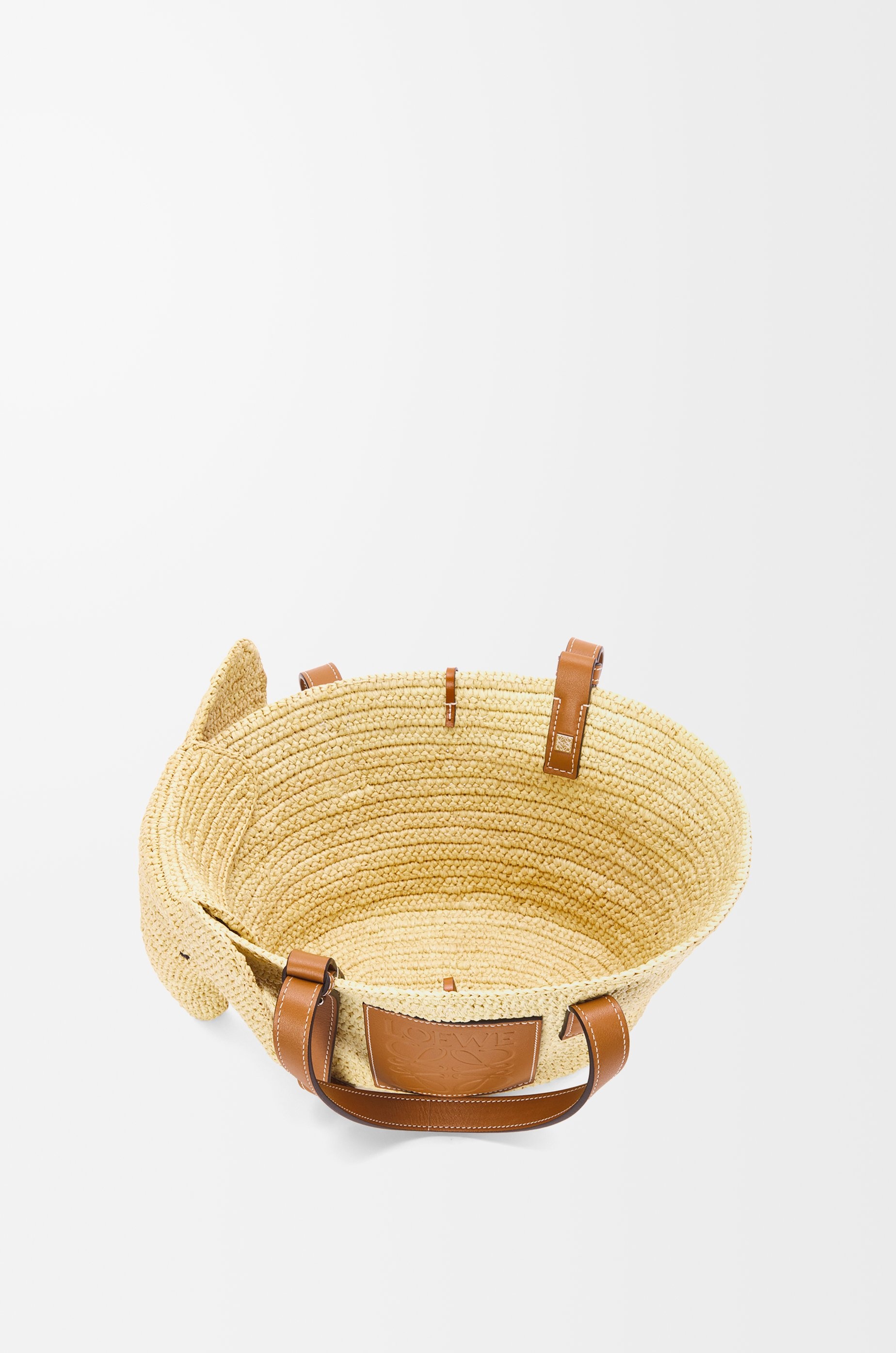 Small Elephant Basket bag in raffia and calfskin - 4