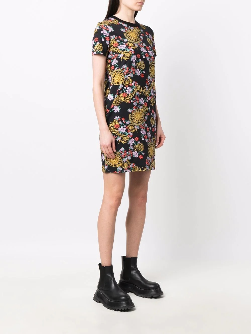 mix-print T-shirt dress - 3