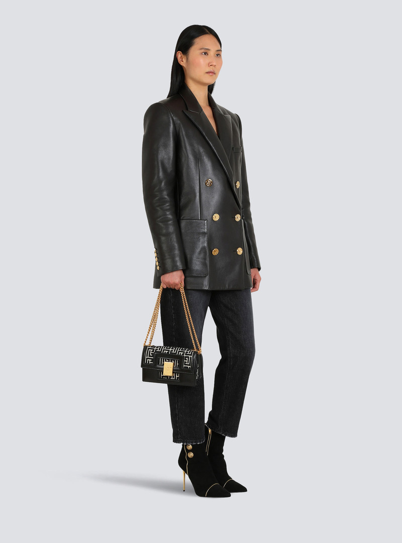 Balmain Small-sized bicolor jacquard 1945 Heritage bag outlook