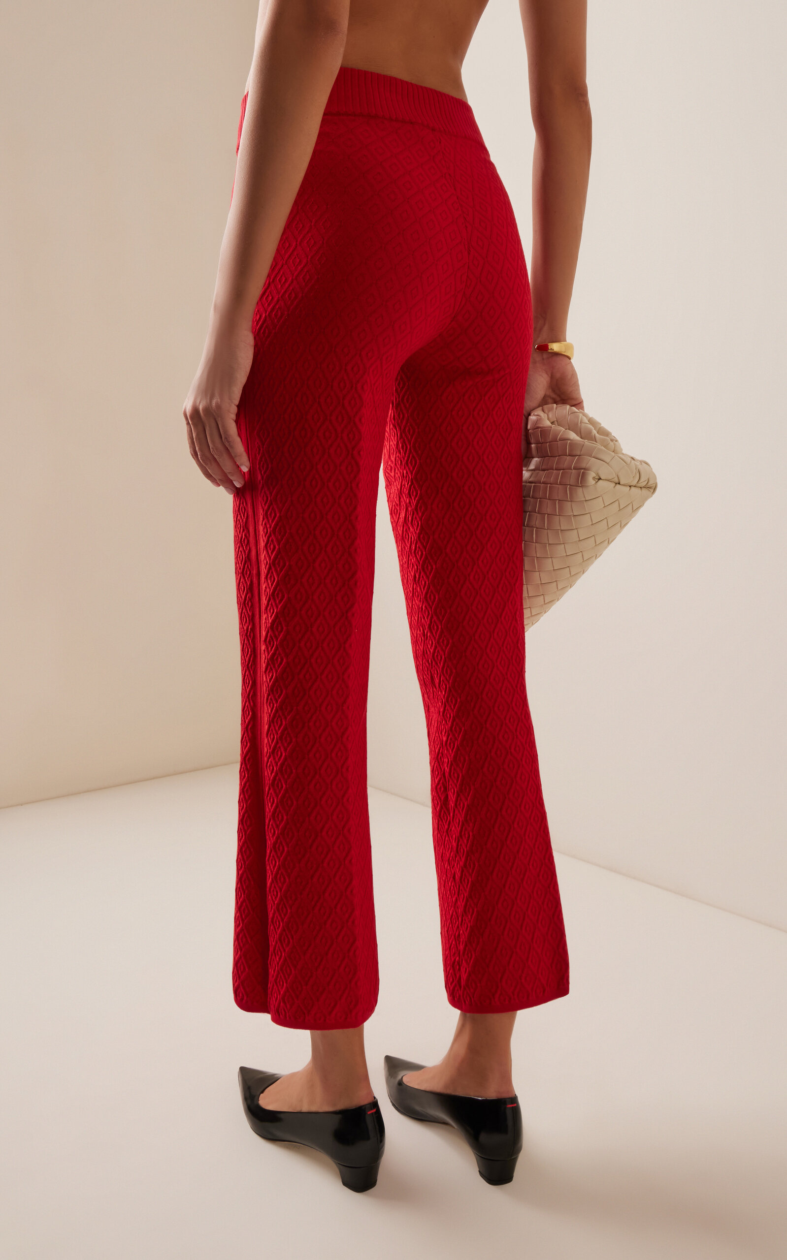 Exclusive Harry Cotton-Blend Knit Cropped Wide-Leg Pants red - 4