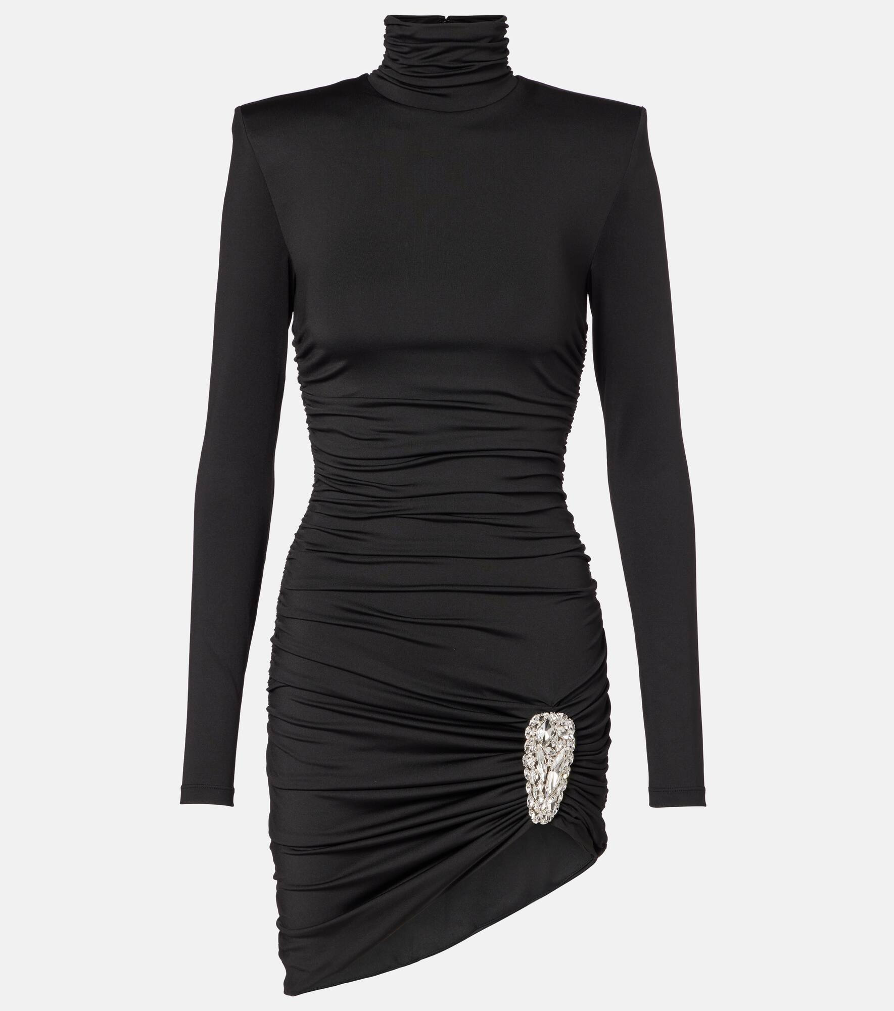 Embellished ruched jersey minidress - 1