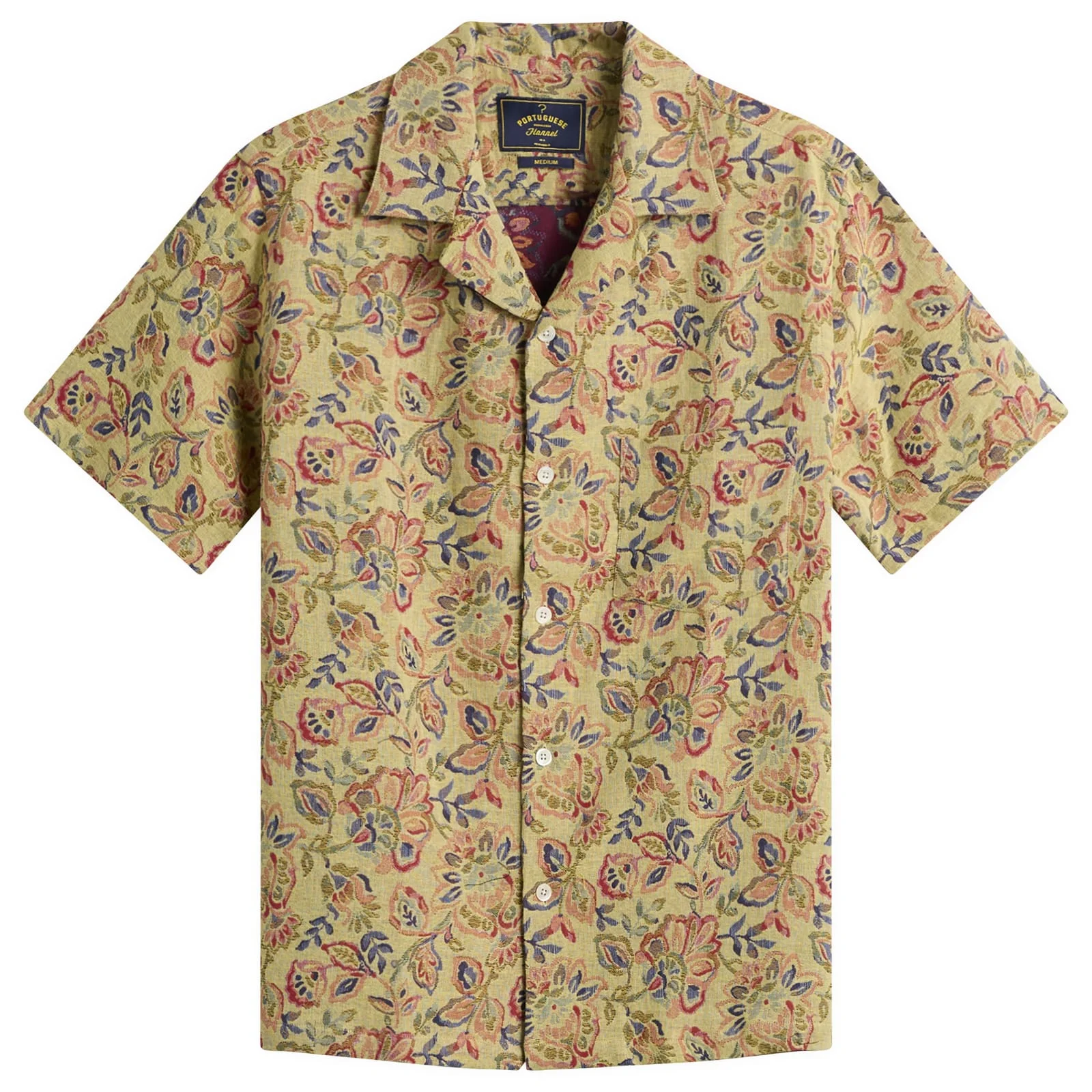 Portuguese Flannel Tapestry Flowers Vacation Shirt - 1