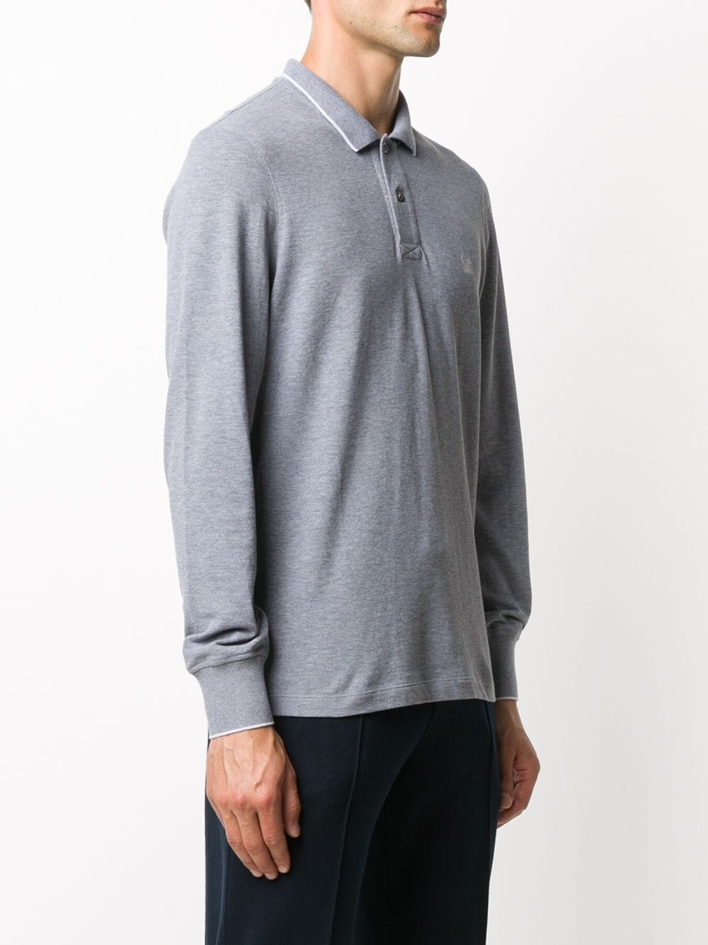 embroidered long-sleeved polo shirt - 3