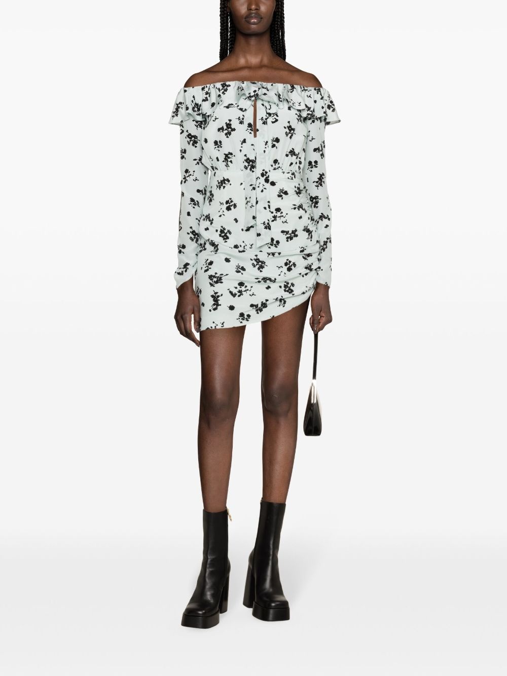 rose-print silk minidress - 2