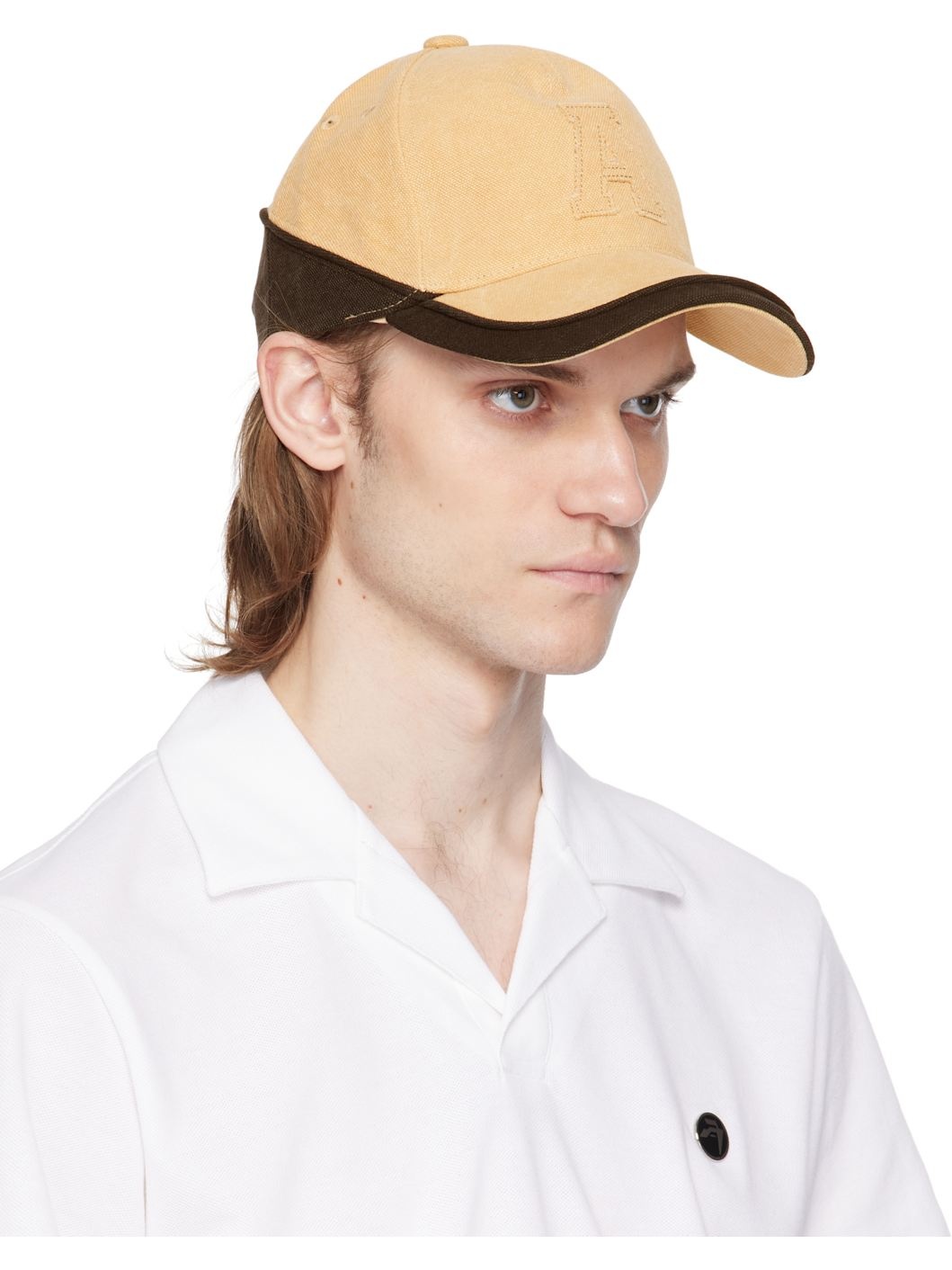 Beige & Black Canvas 'A' Patch Cap - 2