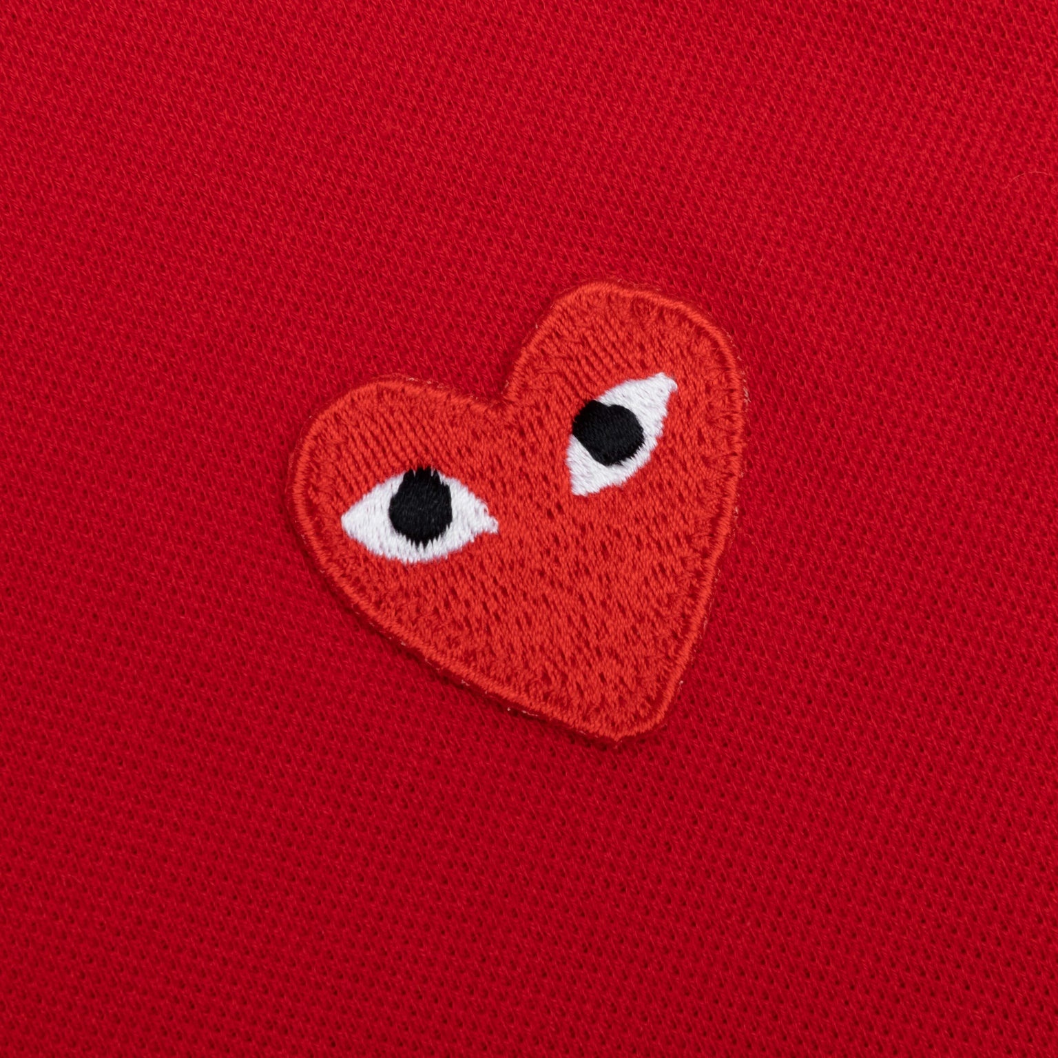 COMME DES GARCONS PLAY WOMEN'S RED EMBLEM POLO TEE - RED - 3