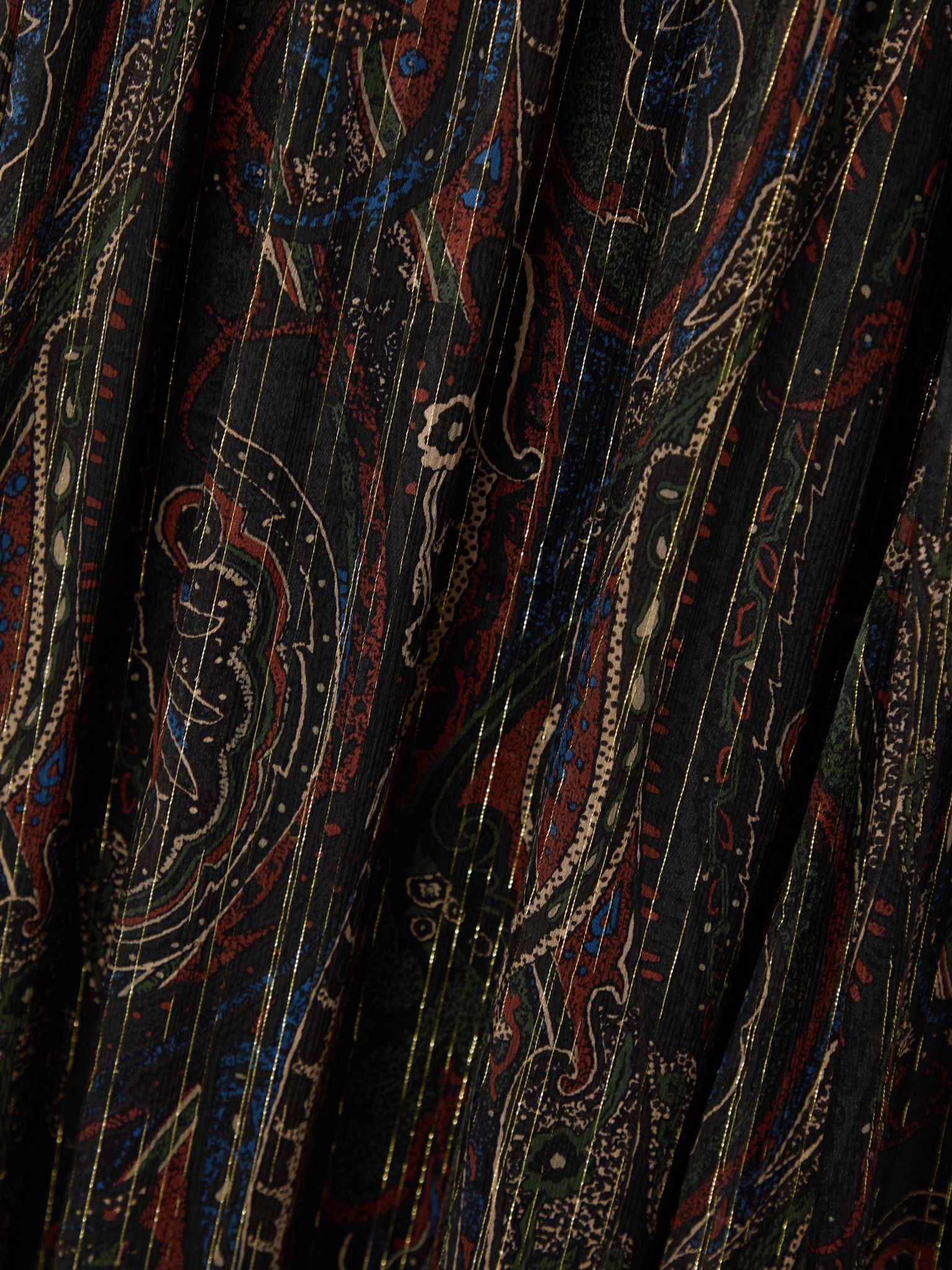 Pleated tiered paisley-print metallic silk-blend georgette maxi dress Black - 4