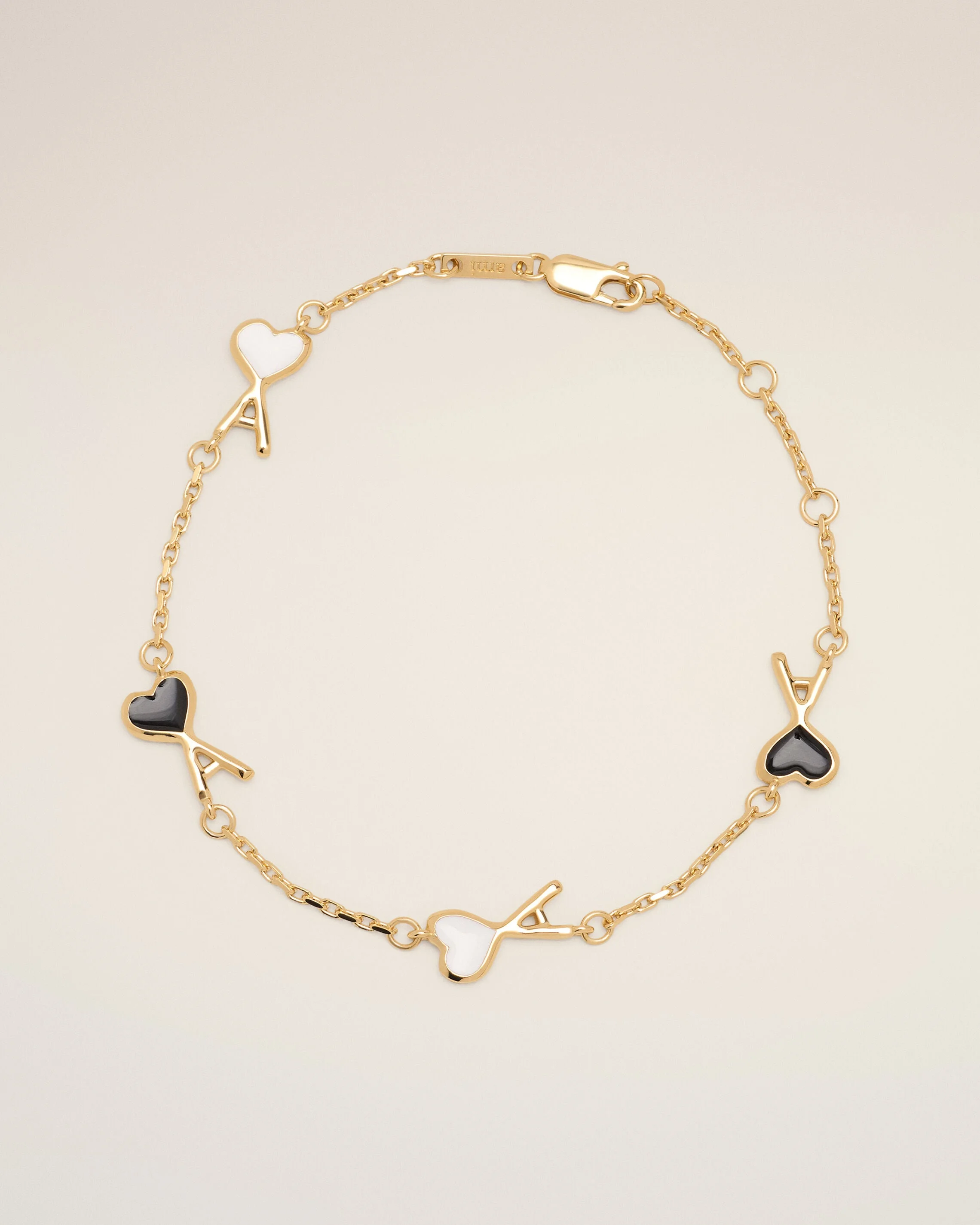 GOLD BRASS BRACELET WITH HAMMERED AMI DE COEUR - 1