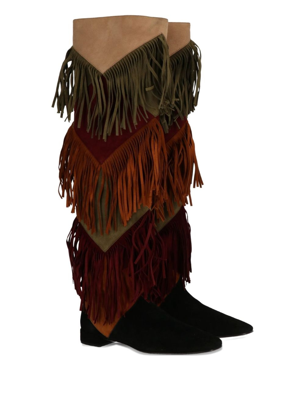 suede fringe knee-high boots - 2