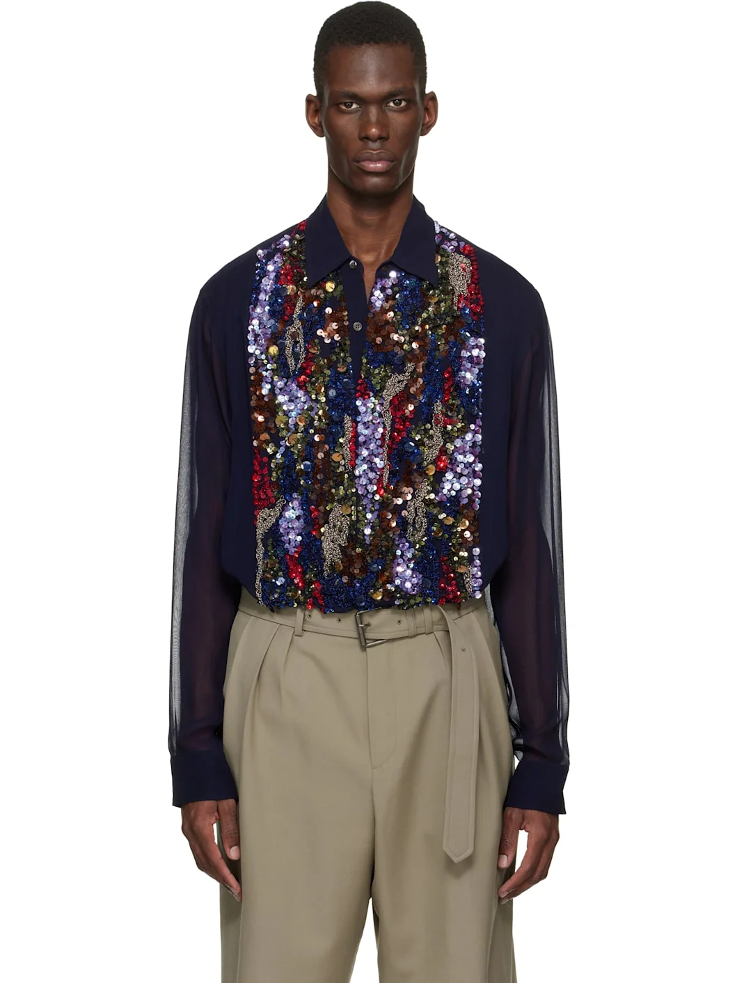 Navy Sequinned Shirt - 1