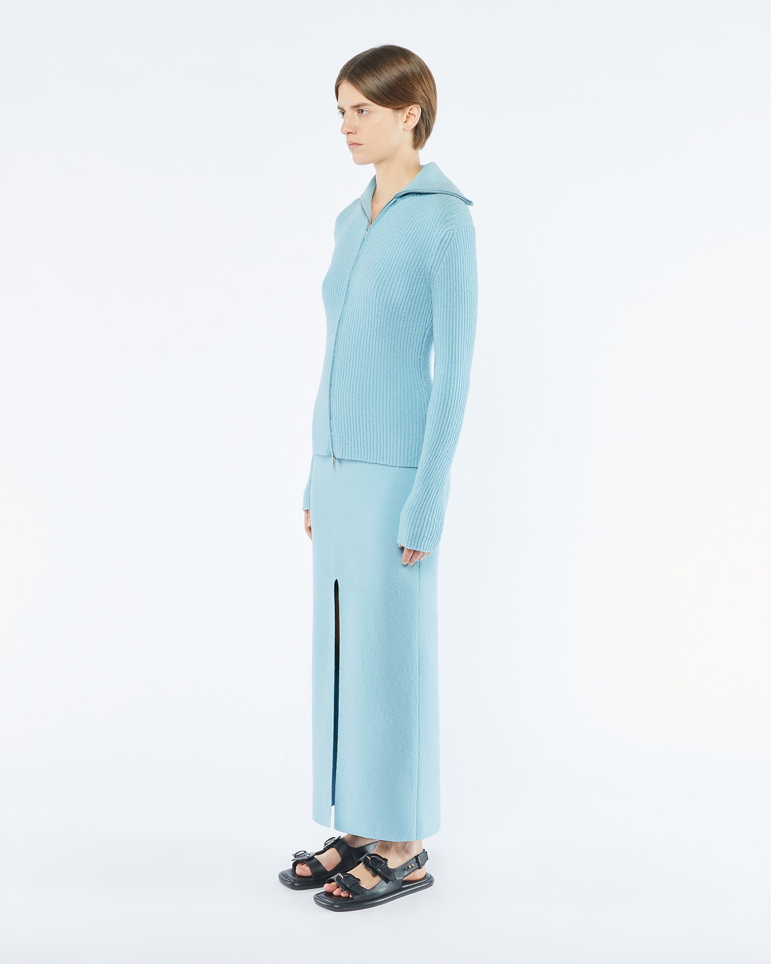 FEJA - Terry-knit zip-through sweater - Sky - 3