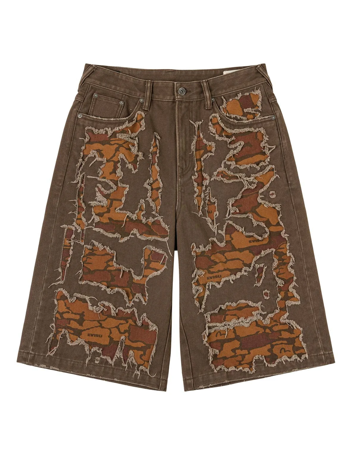 Ishigaki Camouflage Patchwork Denim Shorts - 1