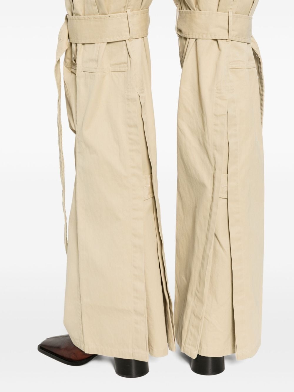 wide-leg cotton cargo trousers - 5
