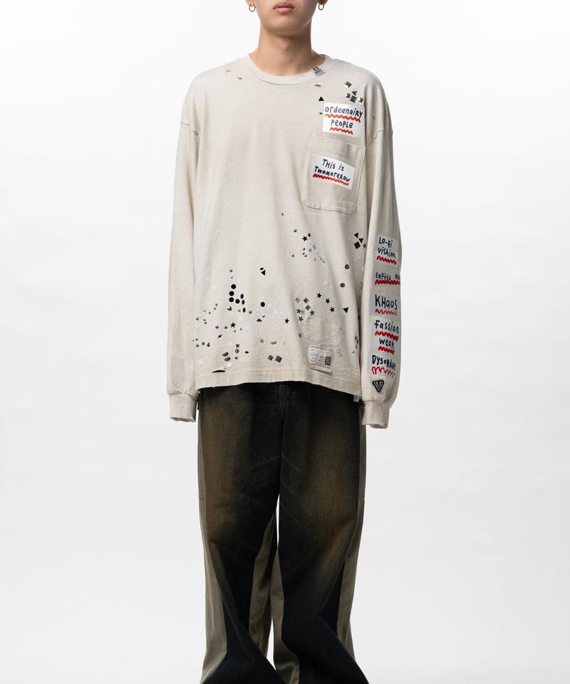 Maison MIHARAYASUHIRO Embellished Sticker Long Sleeve T-shirt outlook