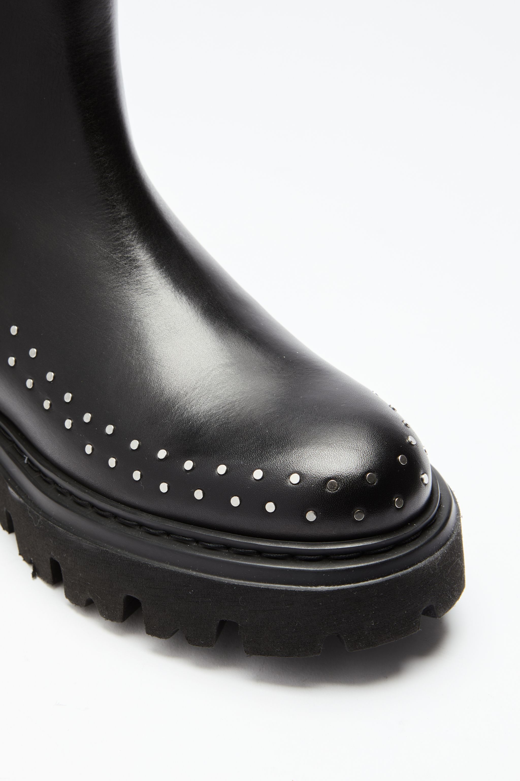 STUDDED CHUNKY LEATHER BOOTS - 5