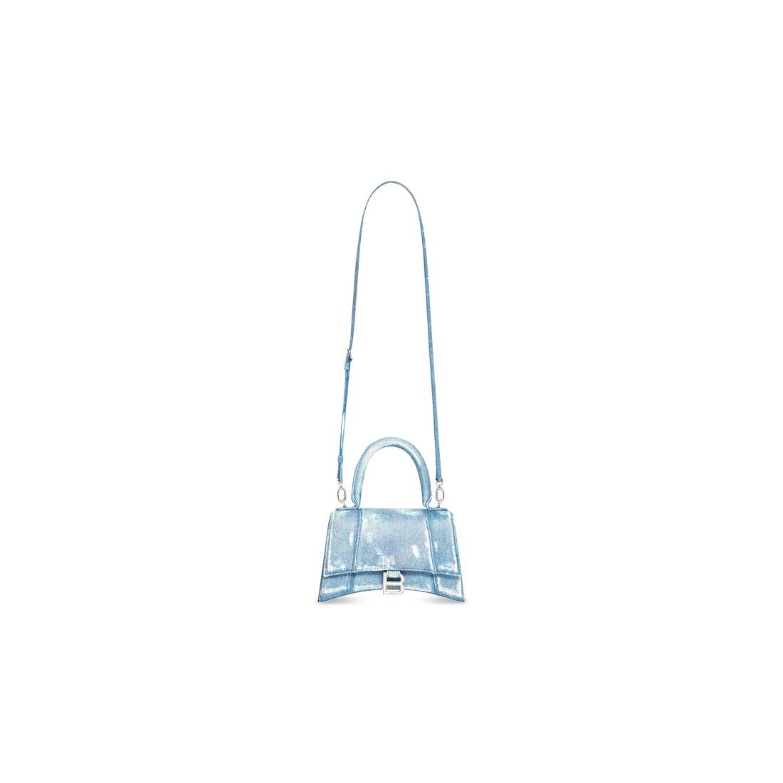 Women's Hourglass Small Handbag Denim Printed in Indigo - 7