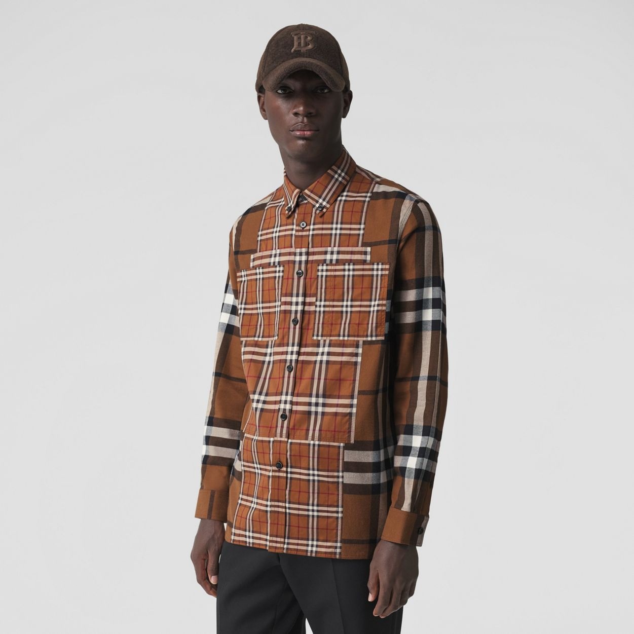 Contrast Panel Check Cotton Flannel Shirt - 6