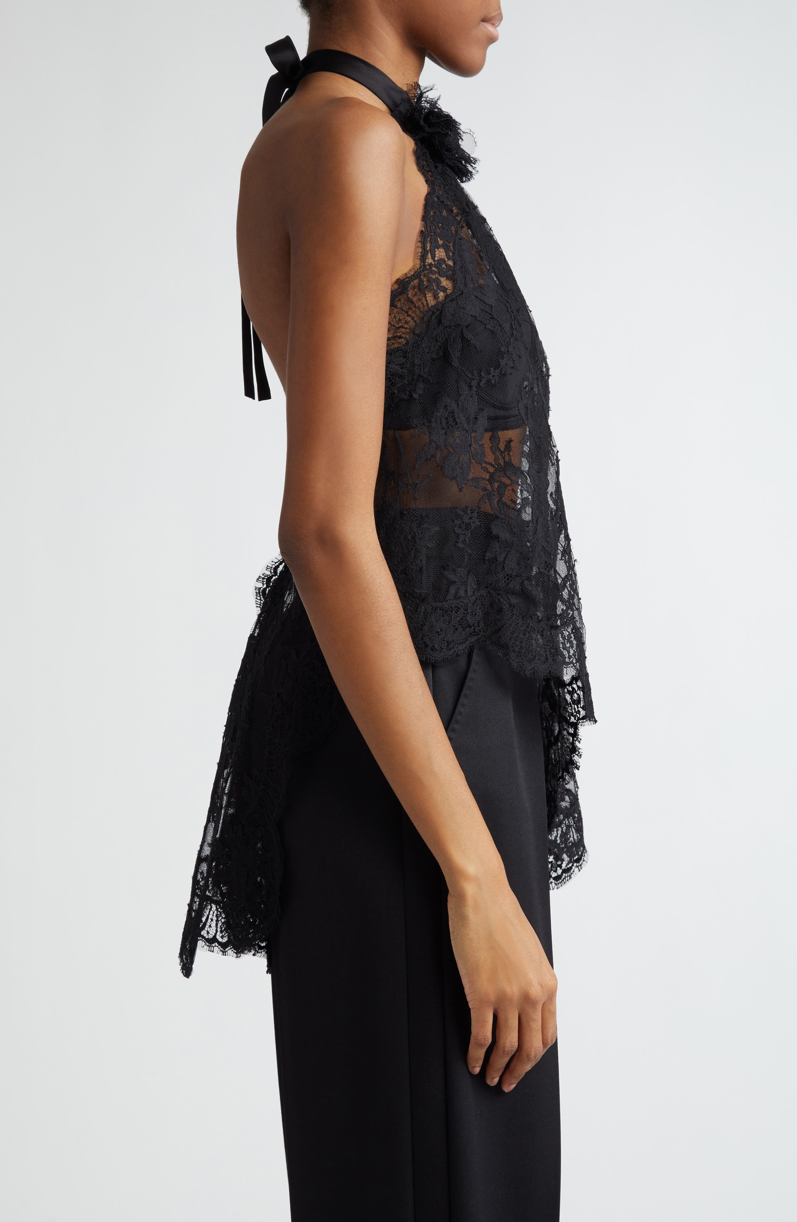 Floral Lace Halter Top - 4