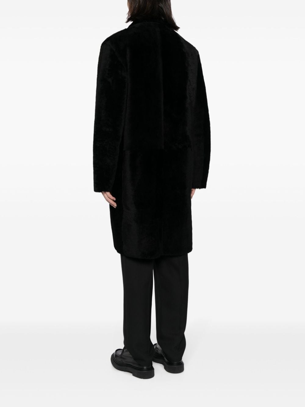 single-breasted leather coat - 4