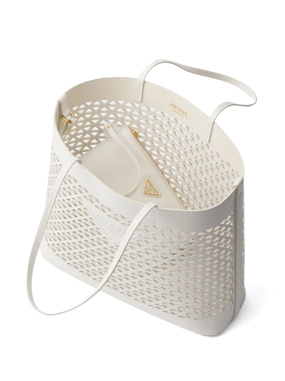 logo-perforated leather tote bag - 4