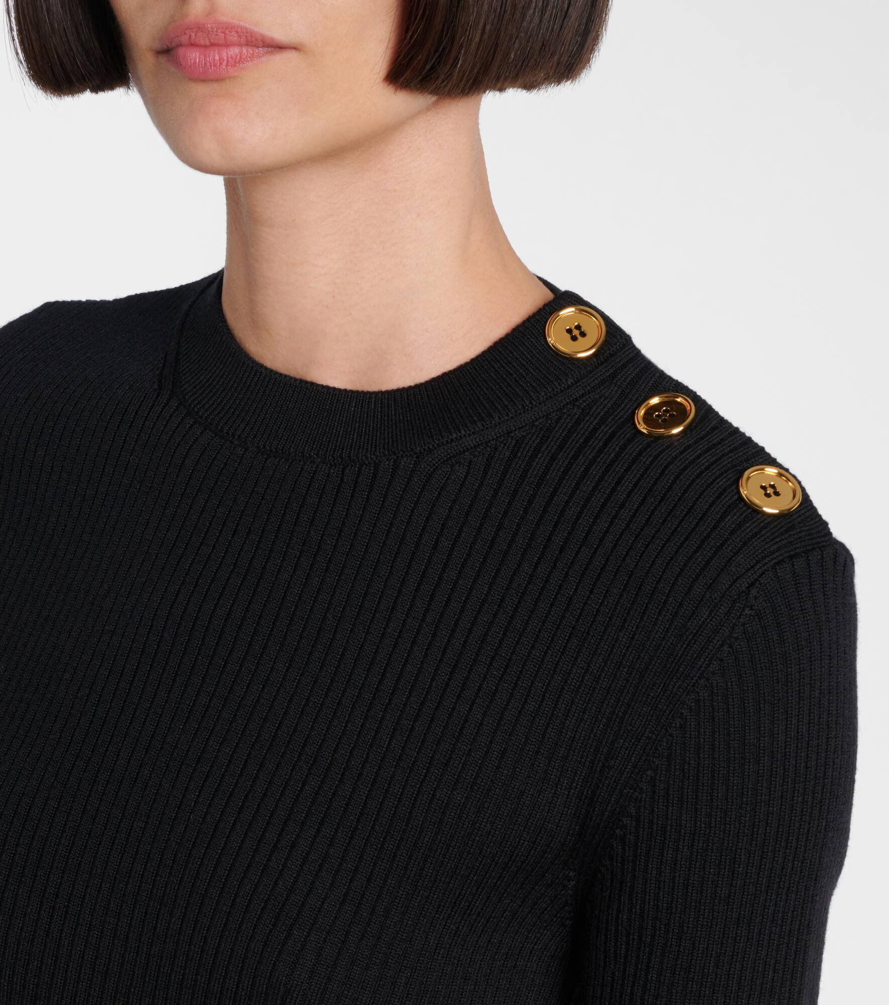 Ribbed-knit peplum wool top - 4